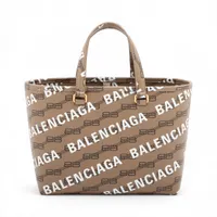 バレンシアガ シグネチャー PVC ハンドバッグ ブラウン