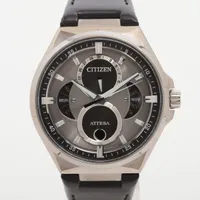 シチズン アテッサ BU0060-09H Ti×革 ソーラー グレー文字盤