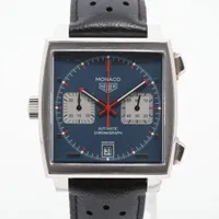 タグホイヤー モナコ CAW211P SS×革 AT 青文字盤