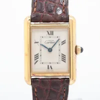 カルティエ マストタンク W1013654 925×社外革 QZ アイボリー文字盤