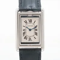 カルティエ タンクバスキュラントSM W1011158 SS×革 QZ アイボリー文字盤