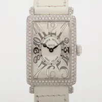 フランクミュラー ロングアイランド 902QZD WG×革 QZ シルバー文字盤