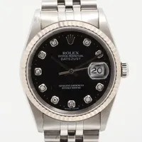 ロレックス デイトジャスト 16234G SS×WG AT 黒文字盤