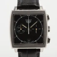 タグホイヤー モナコ CS2110.FC8119 SS×社外革 AT 黒文字盤