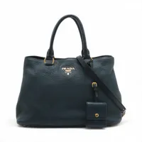 美品 プラダ 2way ヴィッテロダイノ トートバッグ レザー ネイビー PRADA/プラダ】 ヴィッテロダイノ 2VG092 トートバッグ レザー ブルー