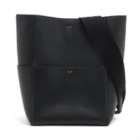 セリーヌ サングルバケット レザー ショルダーバッグ ブラック