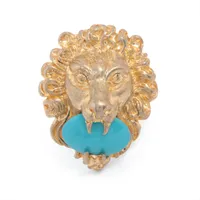 グッチ ライオンヘッド GP×ラインストーン リング シルバー ABランク