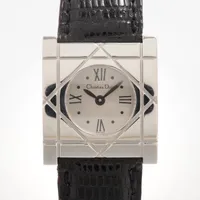 クリスチャンディオール クールカレ D82-100 SS×革 QZ シルバー文字盤