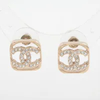 シャネル ココマーク GP×ラインストーン ピアス(両耳用) A13V