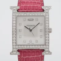 エルメス Hウォッチ HH1.830 SS×革 QZ シェル文字盤