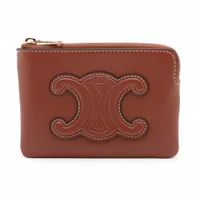 セリーヌ トリオンフ PVC×レザー マネークリップ ブラウン A