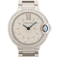 カルティエ バロンブルー ドゥ カルティエ 28mm W4BB0034 SS QZ シルバー文字盤 ＡＢランク