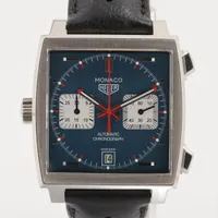 タグホイヤー モナコ CAW211P SS×革 AT 青文字盤