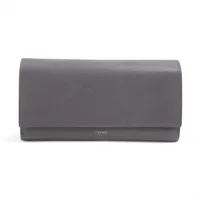 セリーヌ ラージフラップ レザー ロングウォレット グレー
