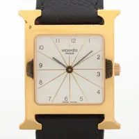 エルメス Hウォッチ HH1.501 GP×革 QZ 白文字盤