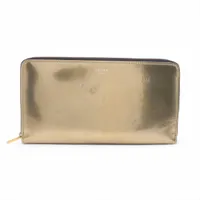 セリーヌ パテントレザー ラウンドジップウォレット ゴールド