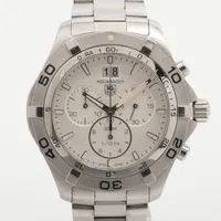 タグホイヤー アクアレーサー グランドデイト CAF101F SS QZ シルバー文字盤