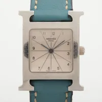 エルメス Hウォッチ HH1.210 SS×革 QZ 白文字盤