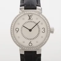 ヴィトン タンブール Q12MF SS×革 QZ シルバー文字盤