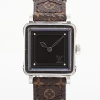 ヴィトン アンプリーズ Q3M00 SS×革 QZ 黒文字盤