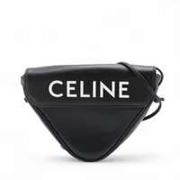 セリーヌ トライアングル レザー ショルダーバッグ ブラック
