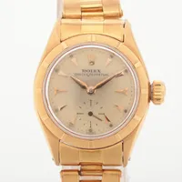 ロレックス オイスターパーペチュアル 6504 YG 手巻き シャンパン文字盤