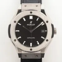 ウブロ クラシックフュージョン チタニウム 565.NX.1470.LR Ti×革 AT 黒文字盤