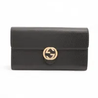 グッチ インターロッキングG 615524 レザー ロングウォレット ブラック