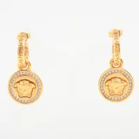 ヴェルサーチ メデューサ GP×ラインストーン ピアス(両耳用) ゴールド