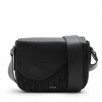 ディオール オブリーク サドル キャンバス ショルダーバッグ ブラック