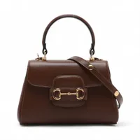 グッチ ホースビット1955 レザー 2WAYハンドバッグ ブラウン