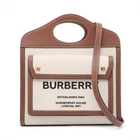 バーバリー ミニツートン キャンバス 2WAYハンドバッグ ブラウン