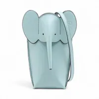 ロエベ エレファント レザー ショルダーバッグ ブルー
