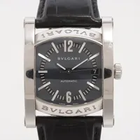 ブルガリ アショーマ AA44S SS×革 AT 黒文字盤