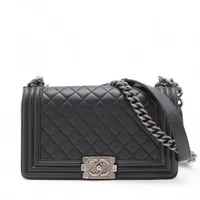 シャネル ボーイシャネル25 ラムスキン ブラック ガンメタリック金具