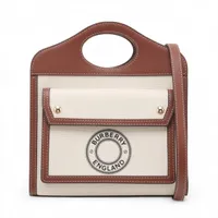 バーバリー ミニツートン キャンバス 2WAYハンドバッグ ベージュ