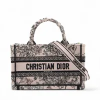 クリスチャンディオール トワル ドゥ ジュイ エンブロイダリー ミニブックトート キャンバス 2WAYハンドバッグ ピンク