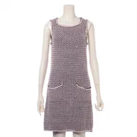 シャネル ココボタン シルク ノースリーブワンピース 17年 34 ピンク