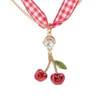 ミュウミュウ チェリー ラインストーン ネックレス レッド