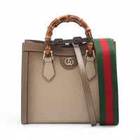 グッチ バンブー ダイアナ レザー 2WAYハンドバッグ ベージュ