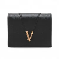 ヴェルサーチ ヴィルトゥス レザー コンパクトウォレット ブラック