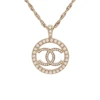 シャネル サークルココ GP×フェイクパール ネックレス C20V ゴールド