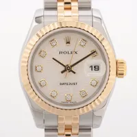 ロレックス レディ デイトジャスト 179173G SS×YG AT シルバーホリコン文字盤