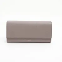 セリーヌ ラージフラップ レザー ロングウォレット グレージュ