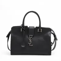 サンローランパリ ネイビーカバス レザー 2WAYハンドバッグ ブラック