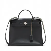 エルメス エールバッグジップPM トワルミリタリー ブラック シルバー金具