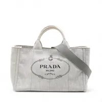 プラダ カナパ デニム 2WAYハンドバッグ グレー