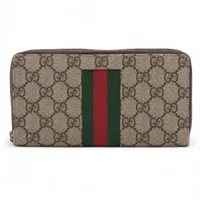 グッチ GGスプリーム シェリー 408831 PVC×キャンバス ラウンドジップウォレット ベージュ