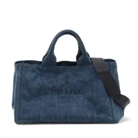 プラダ カナパ デニム 2WAYハンドバッグ ブルー