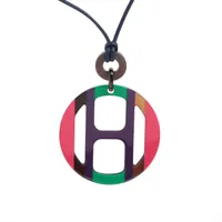 エルメス Hエキップ バッファローホーン×ラッカーウッド ネックレス A